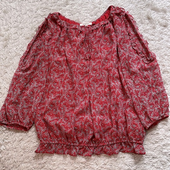 Floral Cold Shoulder Peasant Blouse, size M - Picture 1 of 8